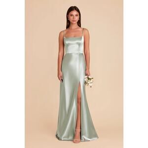 Birdy Grey Dress, Party, Wedding, Dance Mai Dress Shiny Satin Sage, Sx XS, New